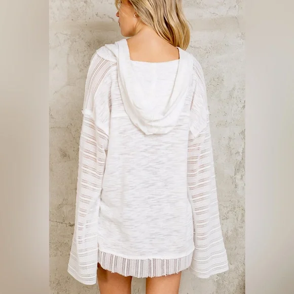 POL White Lightweight Summer Hoodie Top - Picture 5 of 7